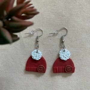 beanie earrings | handmade earrings | handmade jewelry| christmas earrings